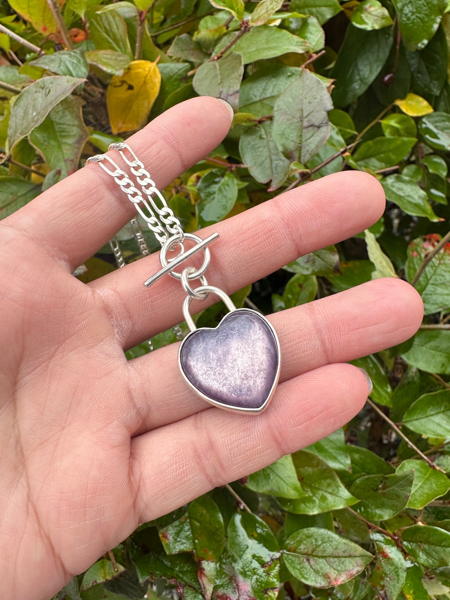 Gummy lepidolite heart pendant