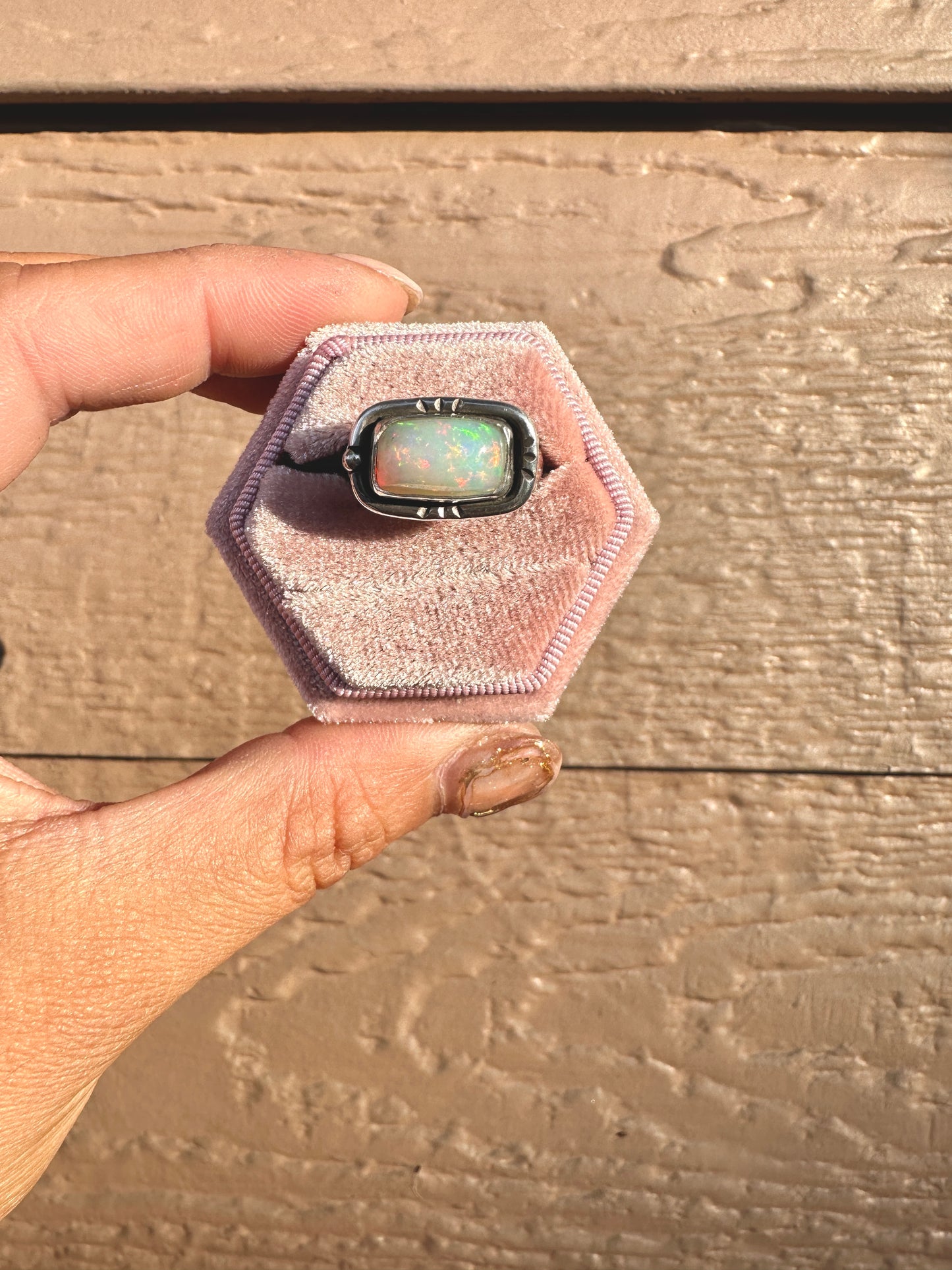 Ethiopian Welo Opal sterling sliver ring (Size 6.25)