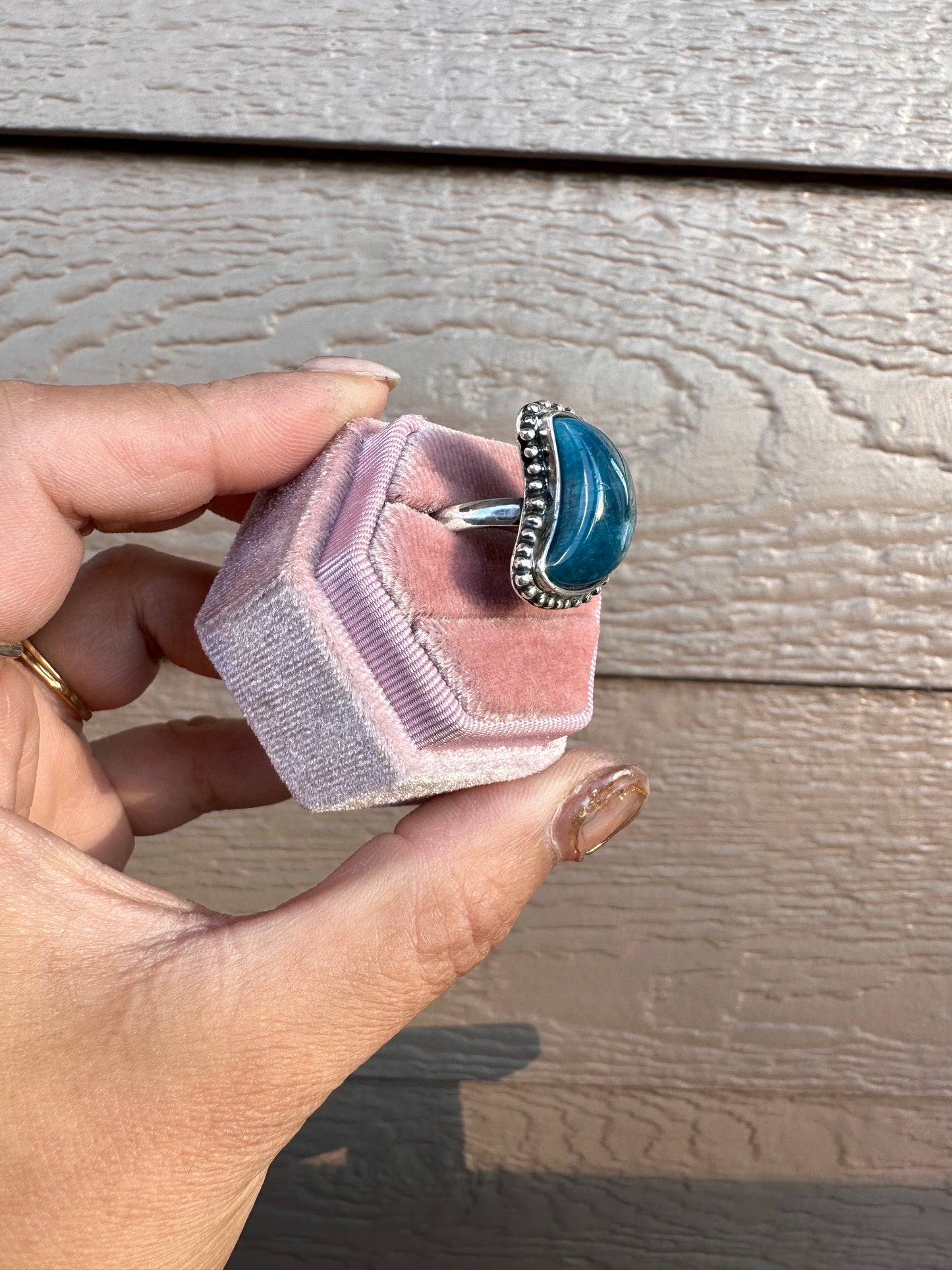 Apatite Moon Ring (Size 7)