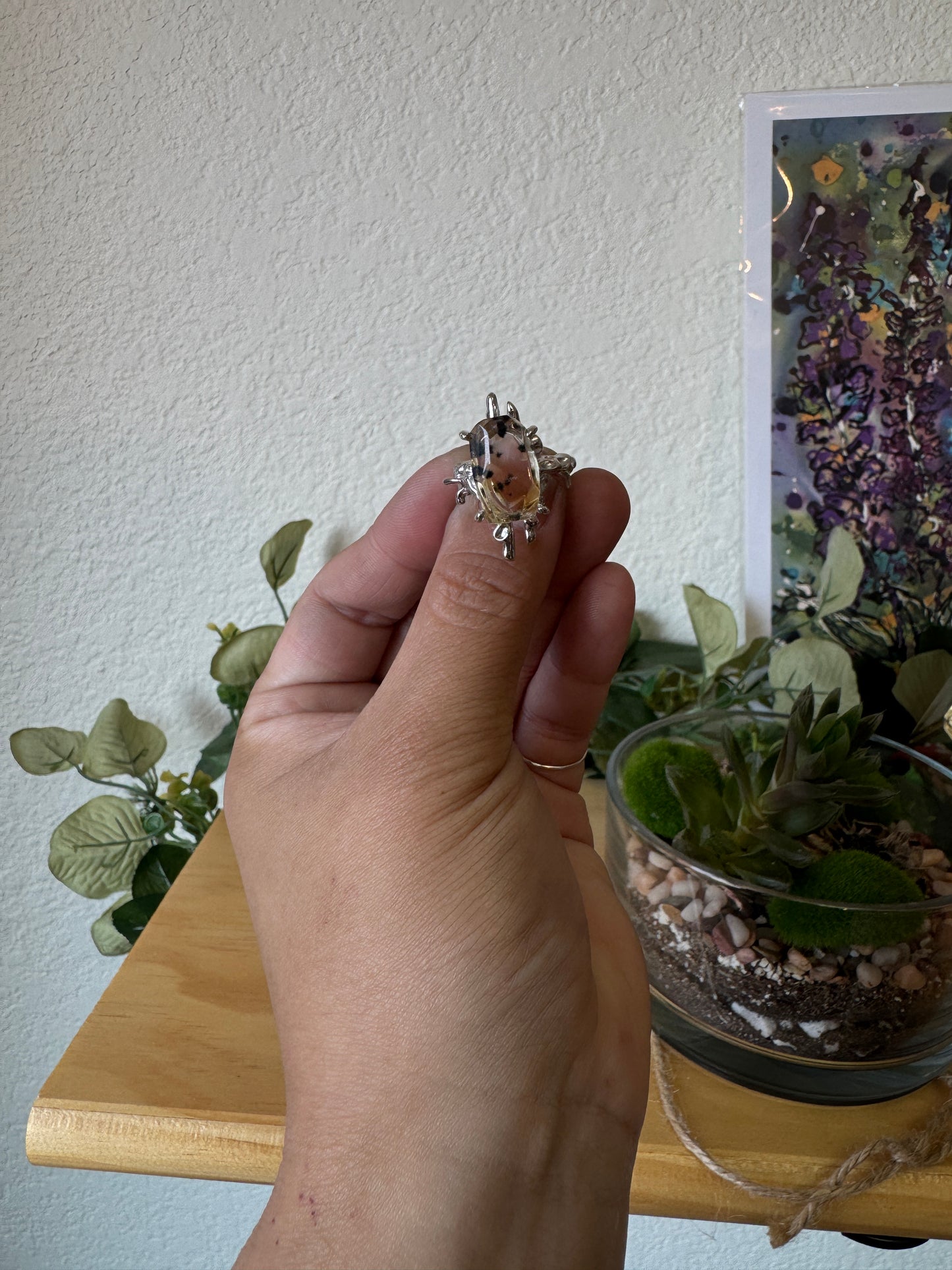 Custom hollidinite and citrine ring
