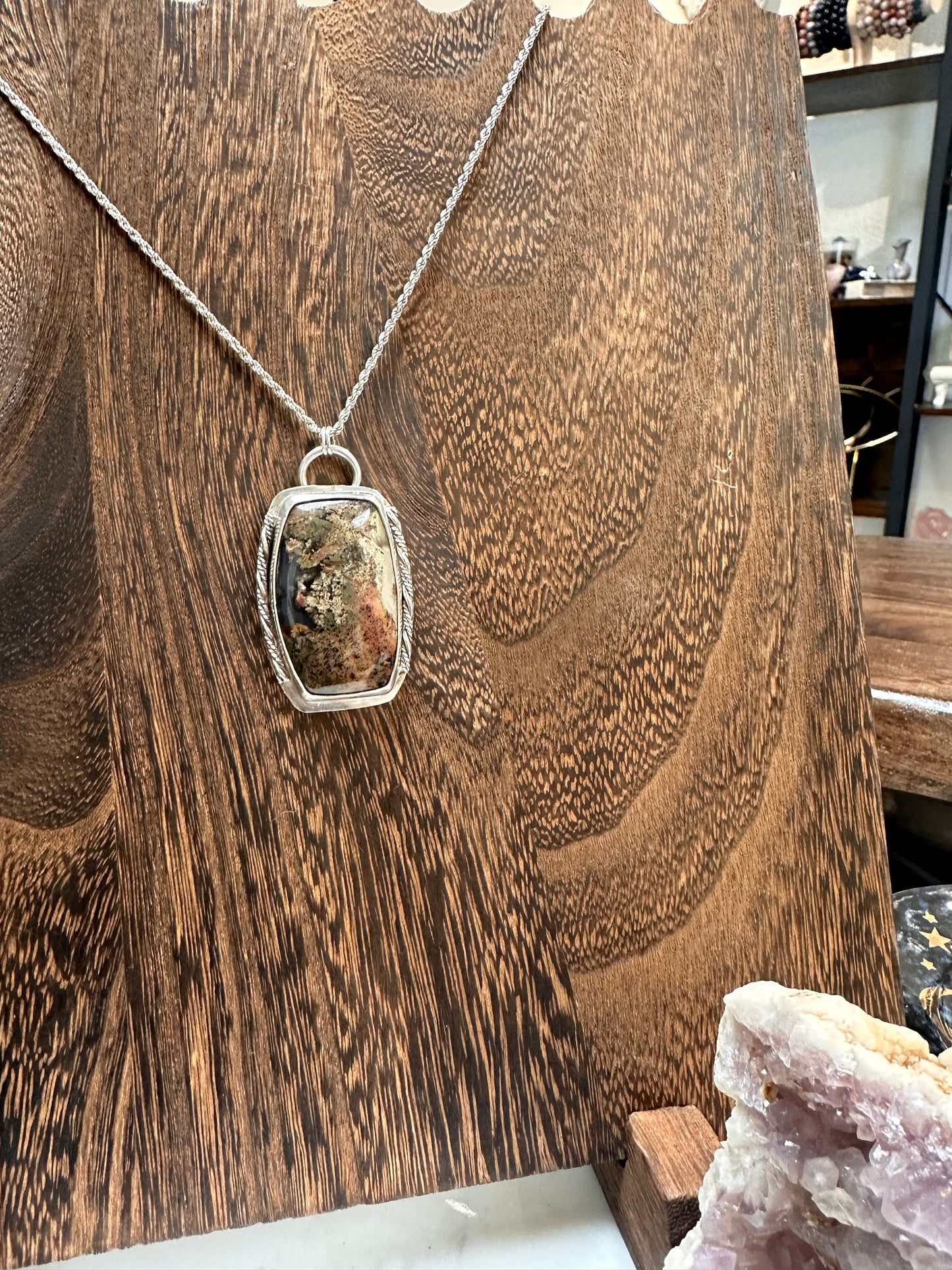 Alaskan Agate solder silver pendant