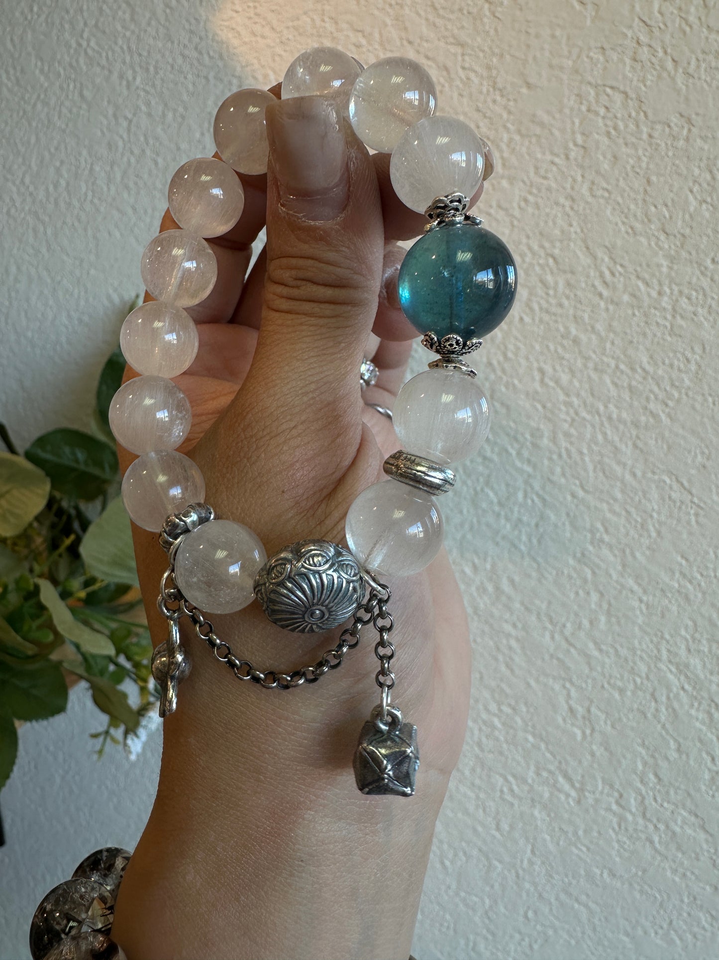 Bunny hair quartz x Aquamarine