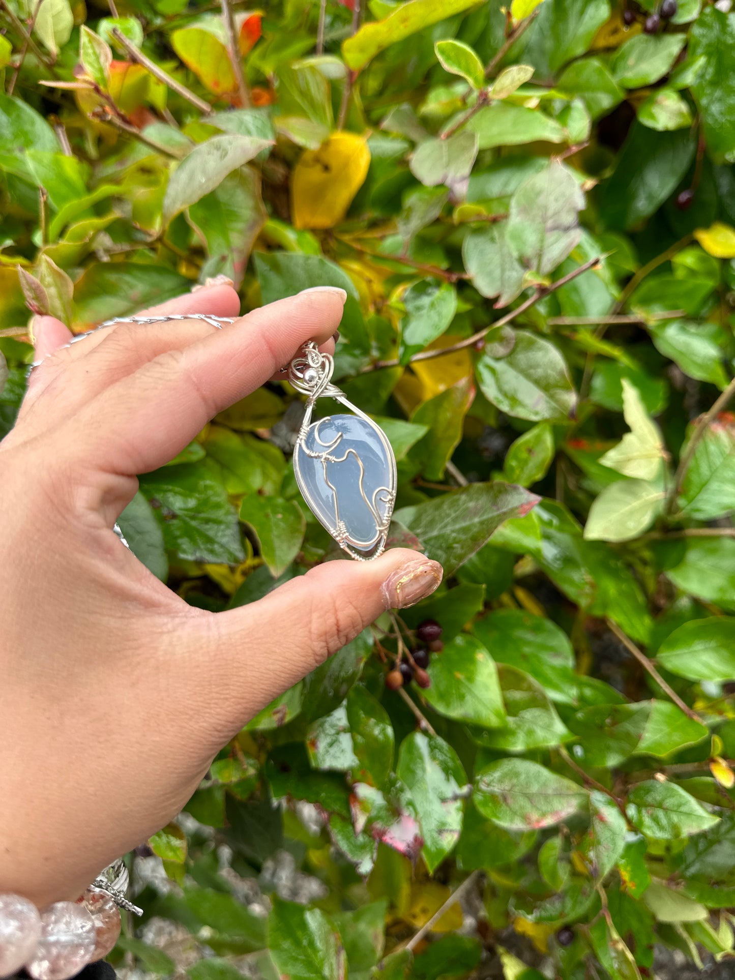 Blue Chalcedony in sterling sliver wrapped