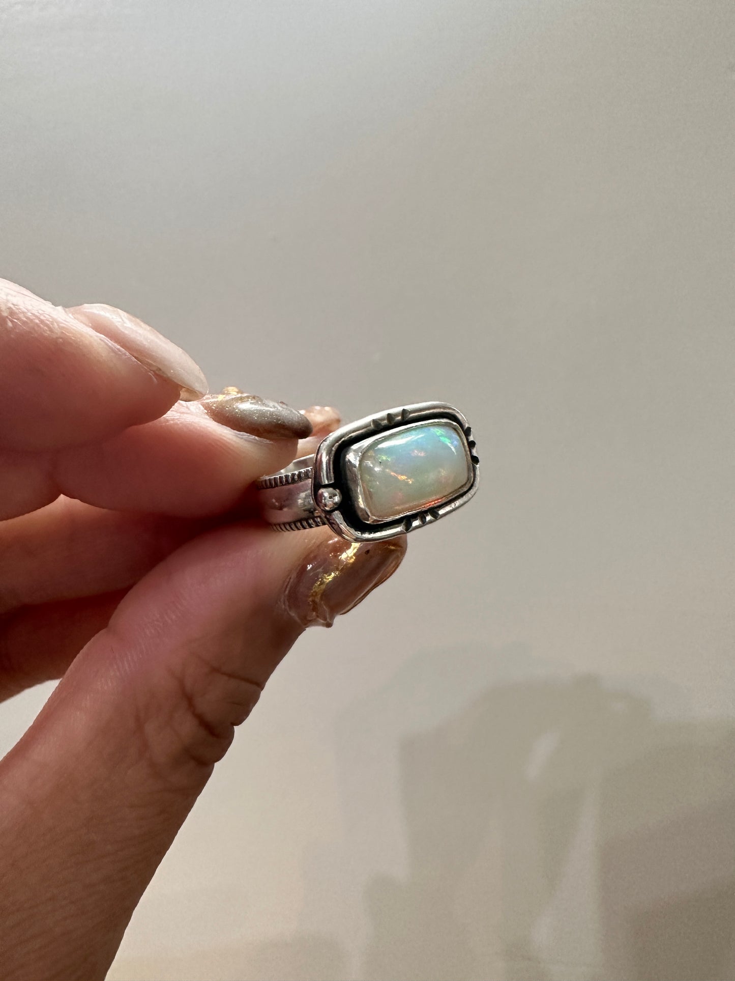 Ethiopian Welo Opal sterling sliver ring (Size 6.25)