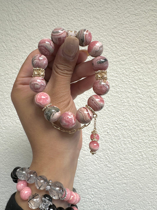 Custom 15mm Rhodochrosite bracelet