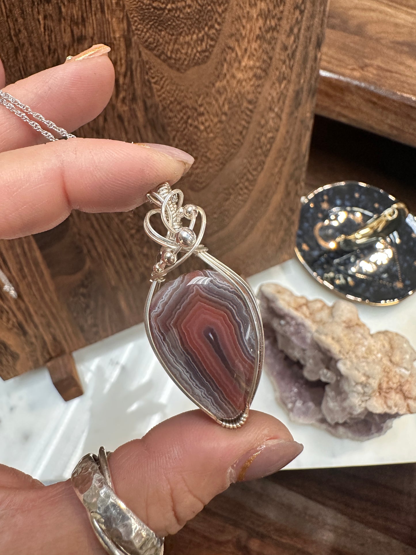 Botswana Agate wire wrapped pendant