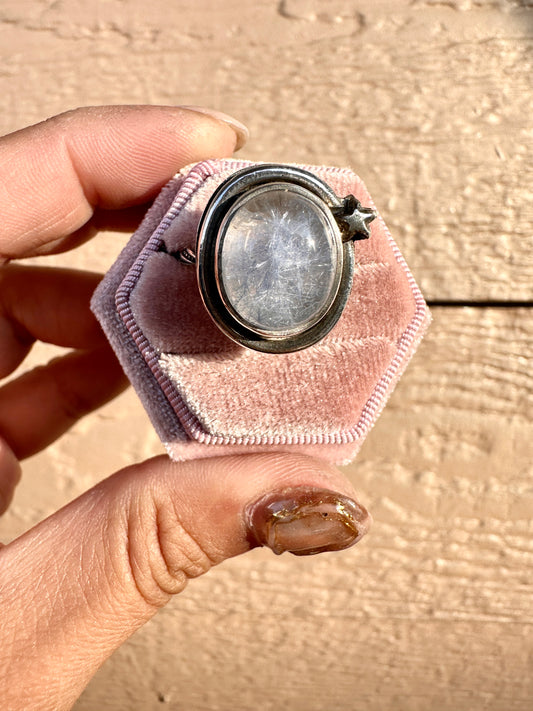 Rare Dumortierite Quartz Ring (Size