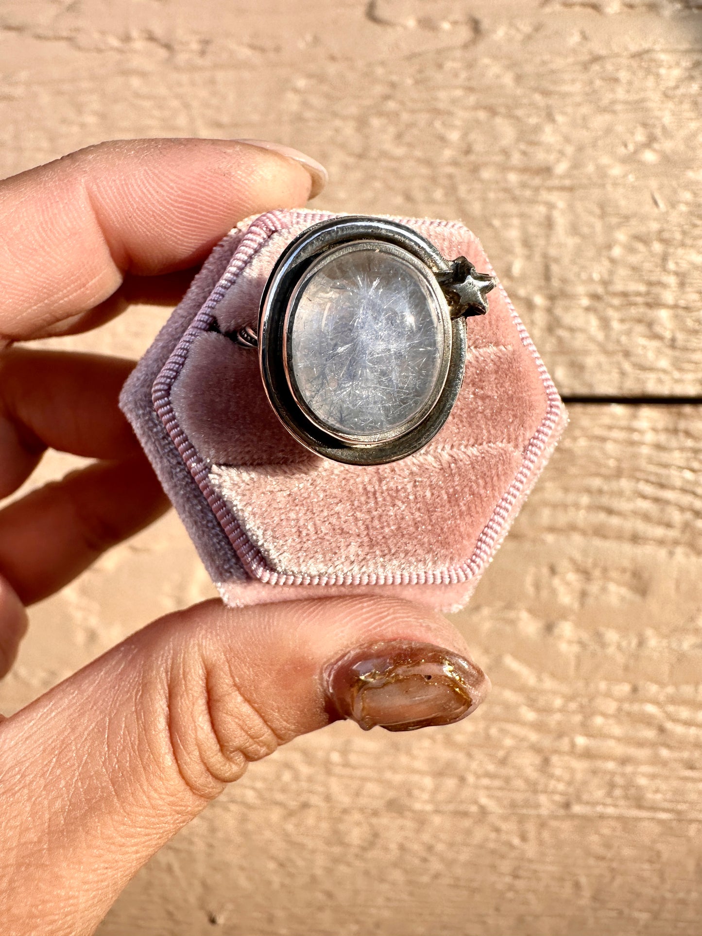 Rare Dumortierite Quartz Ring (Size