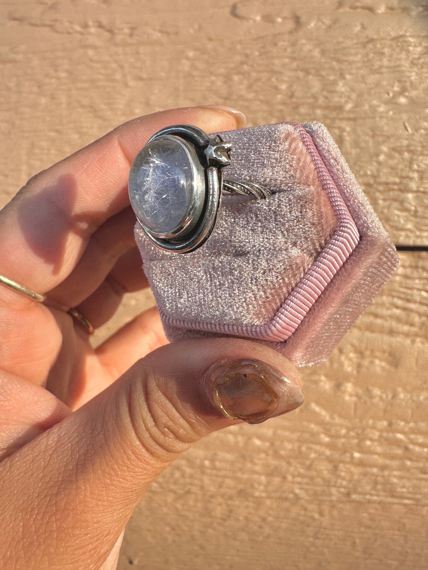 Rare Dumortierite Quartz Ring (Size