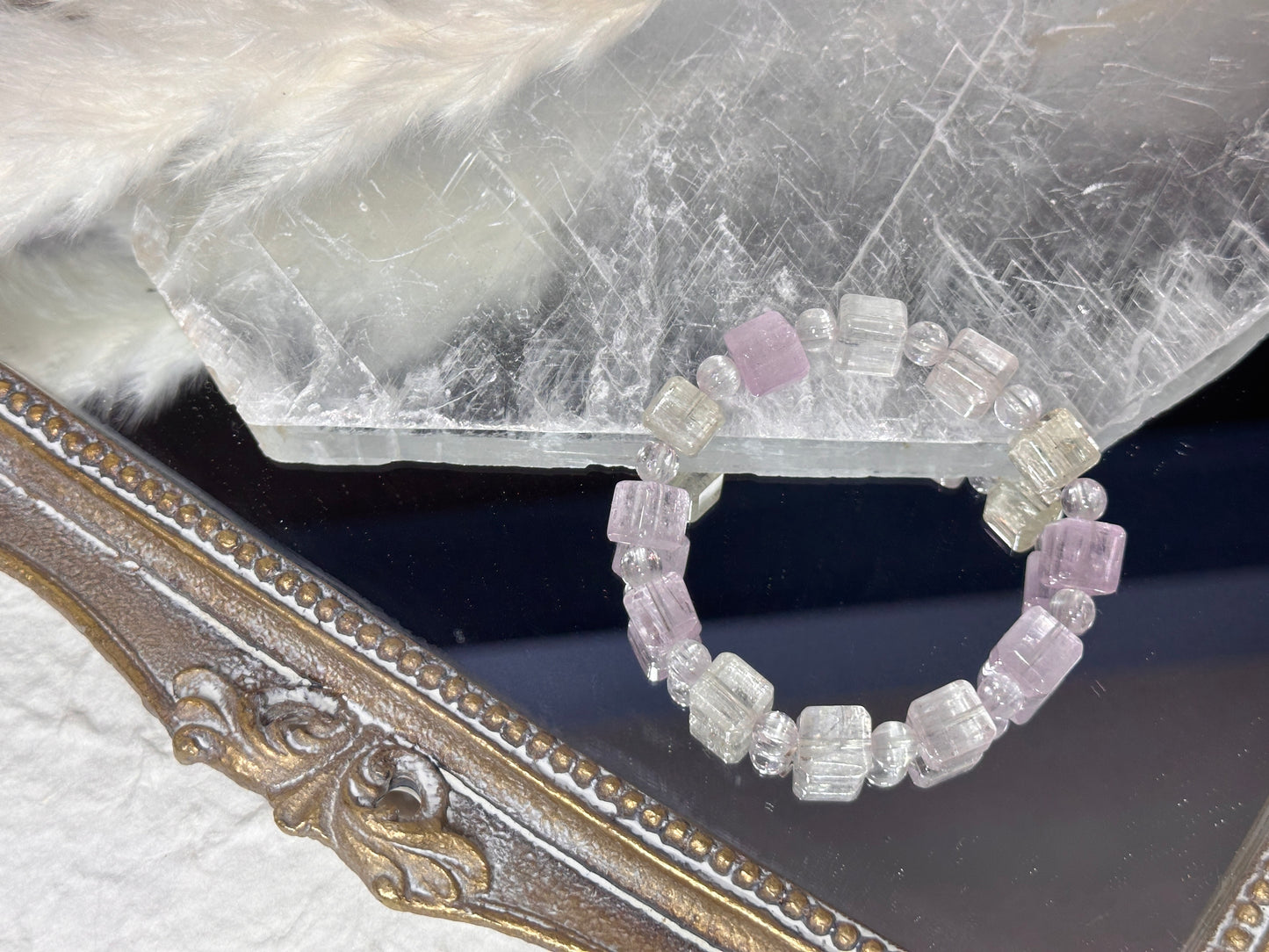 Icey kunzite cube bracelet