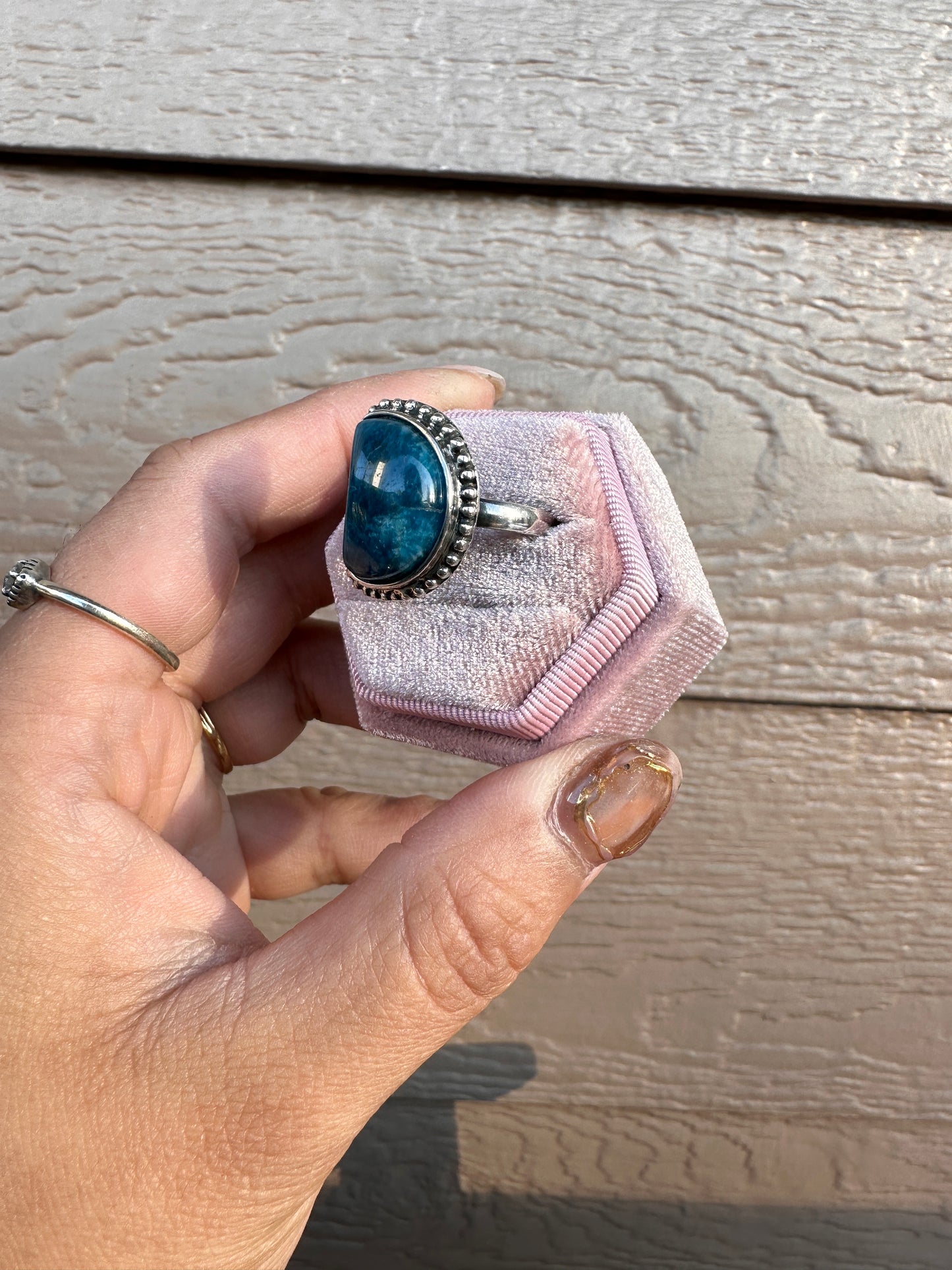 Apatite Moon Ring (Size 7)
