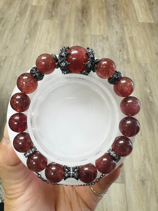 Custom strawberry quartz bracelet