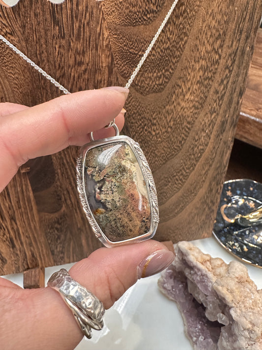 Alaskan Agate solder silver pendant