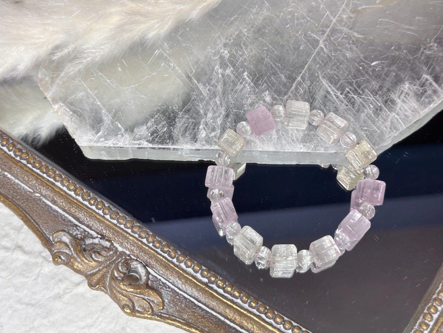 Icey kunzite cube bracelet