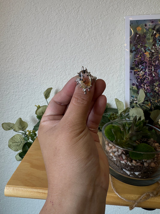 Custom hollidinite and citrine ring