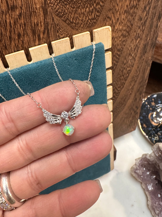 Nature Opal angel wing pendant