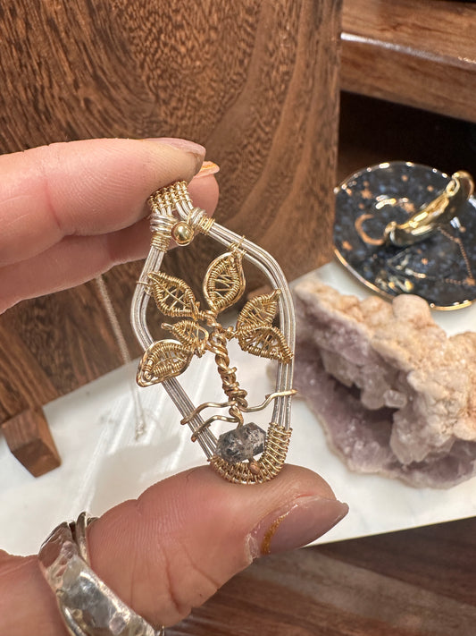 Herkimer diamond wire wrapped pendant