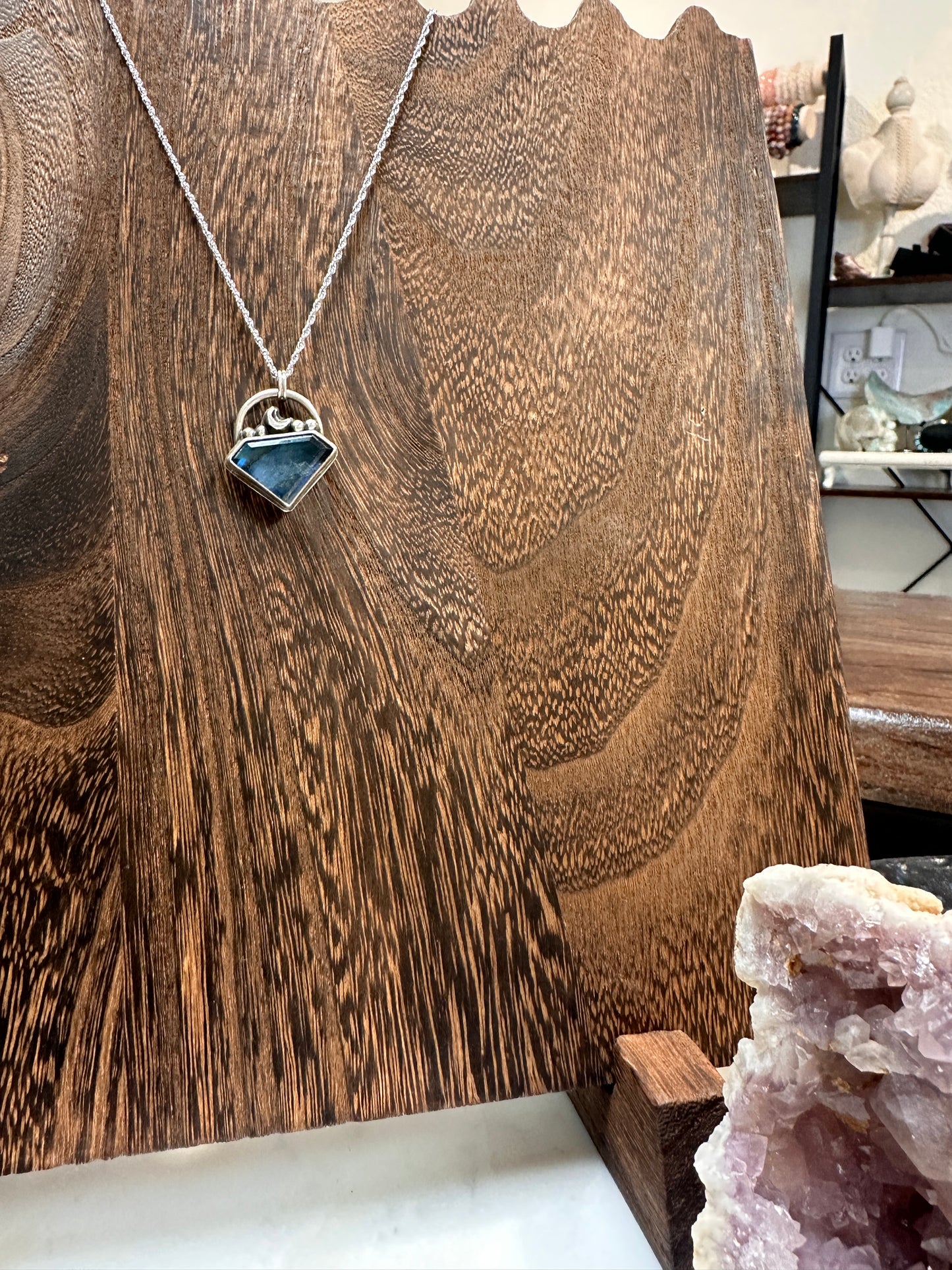 Labradorite diamond shape pendant